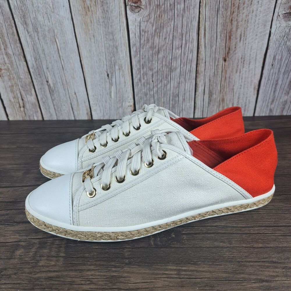 Michael Kors Kristy Slide Mule Sneaker Women's Sz 8.5 M Mandarin Orange White - Picture 1 of 9